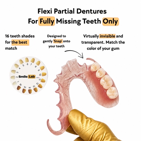 Flexible partial denture for two to five missing teeth