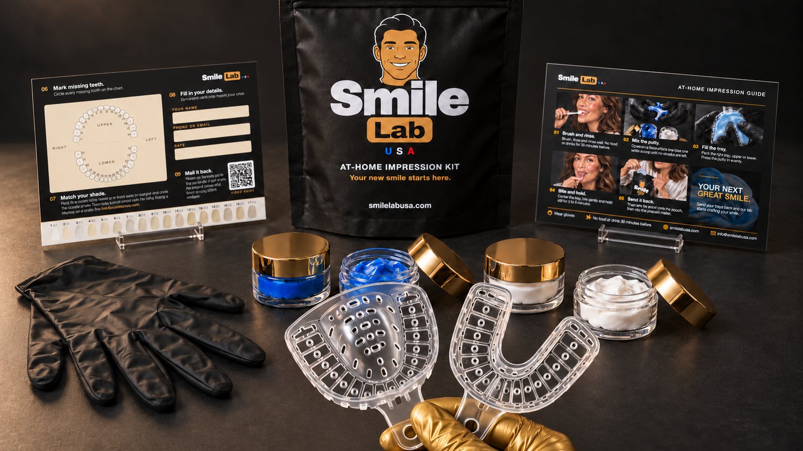 Taking an impression of the upper teeth at home with the Smile Lab USA kit