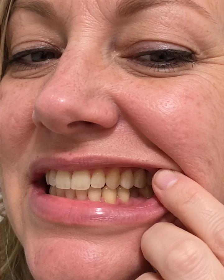The same smile with the gap filled by a partial