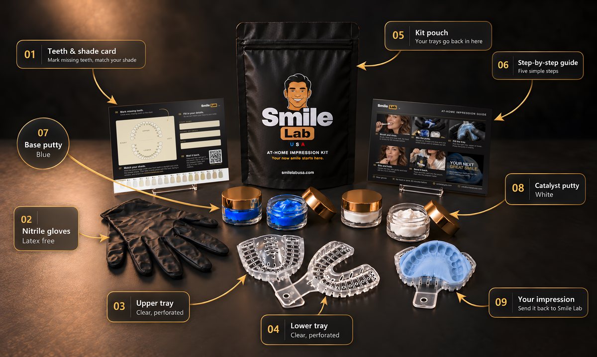Impression kit contents laid out