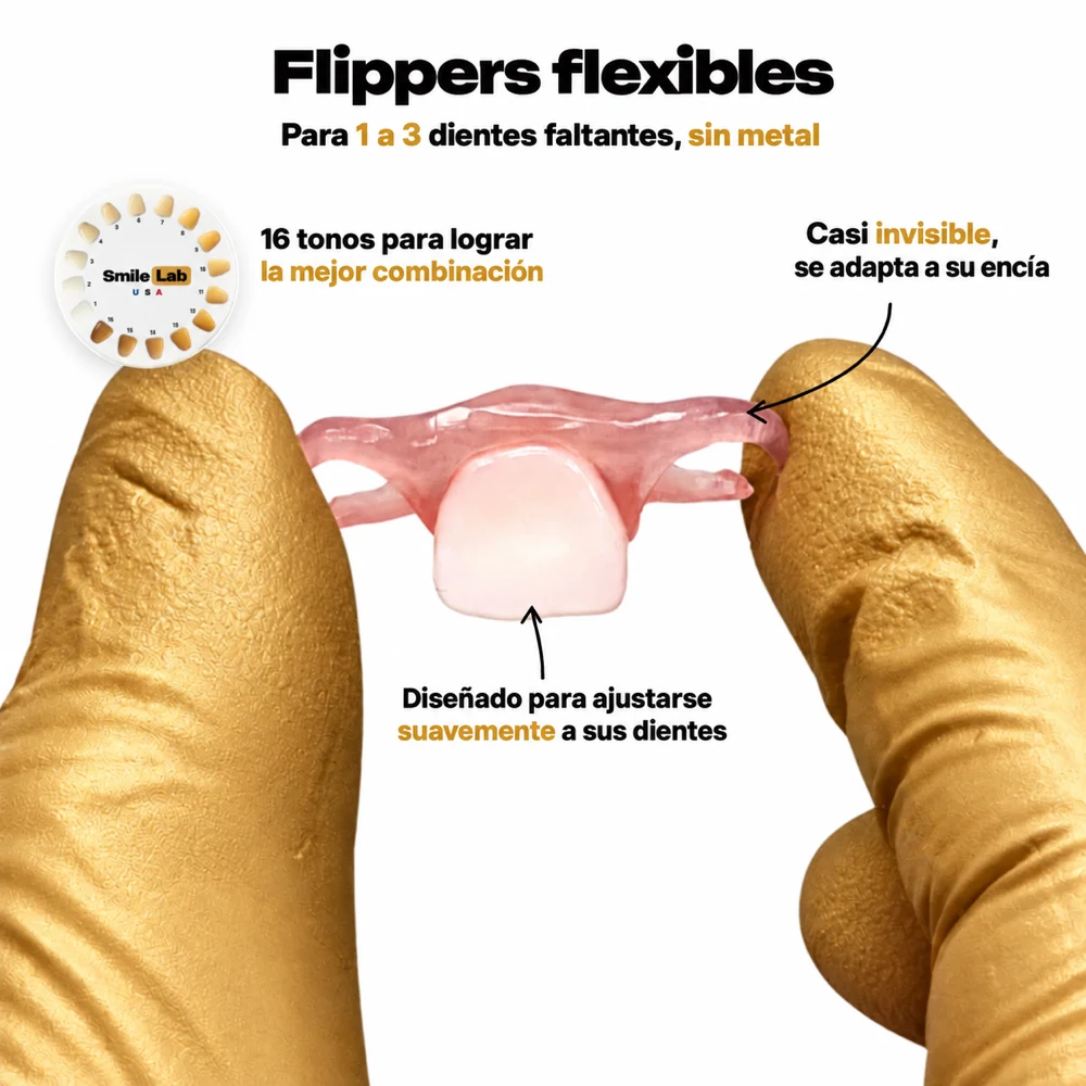 Flipper dental flexible para dientes ausentes