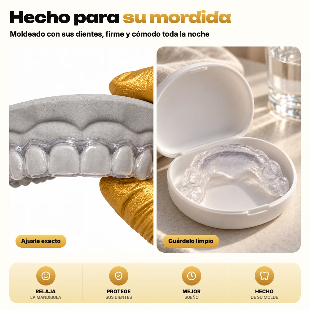 Guarda dental para relajar los músculos hecha a partir de un modelo de sus dientes