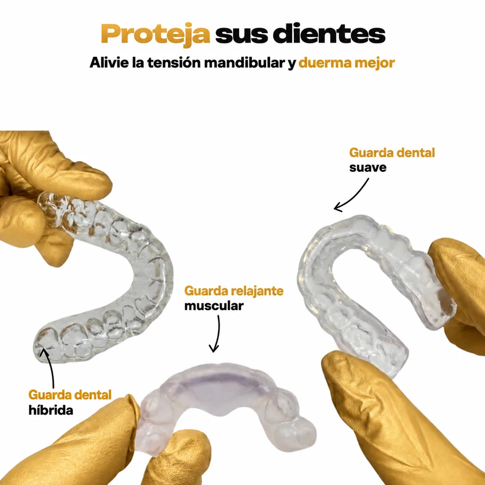 Guarda dental nocturna a medida para rechinar y apretar los dientes
