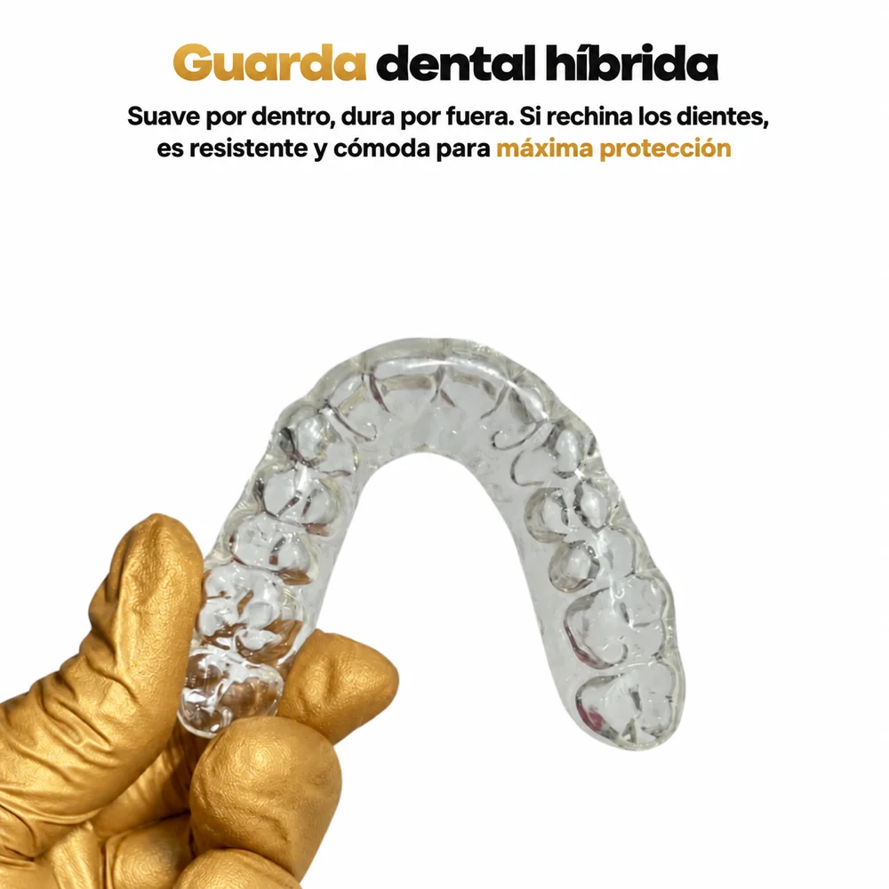 Guarda dental nocturna híbrida, suave por dentro y dura por fuera, para quienes rechinan los dientes