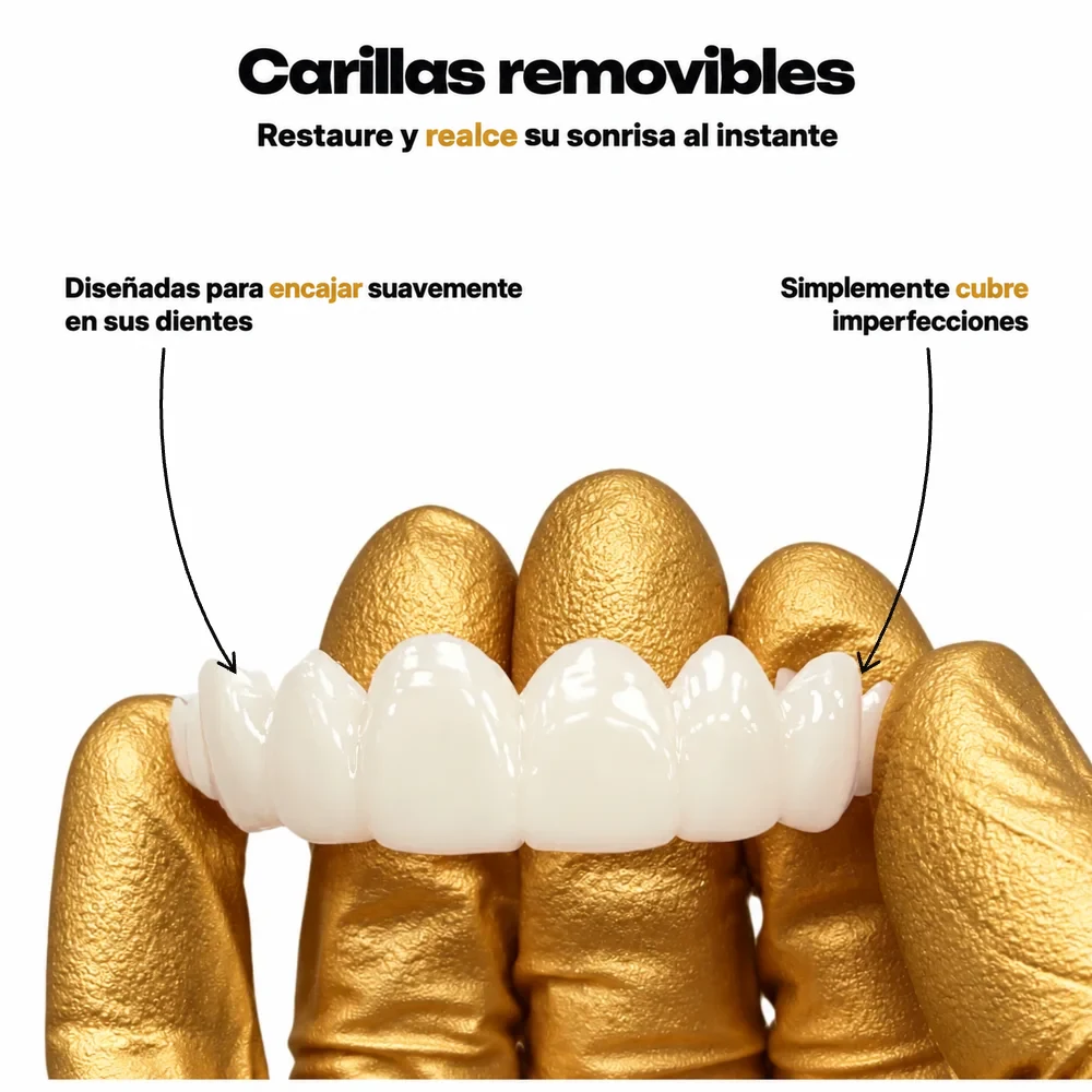 Las carillas removibles (snap-on) restauran y mejoran su sonrisa al instante; encajan sobre los dientes y cubren las imperfecciones