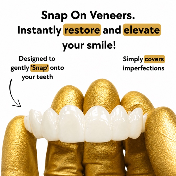 Snap-on veneer arch held in a gloved hand