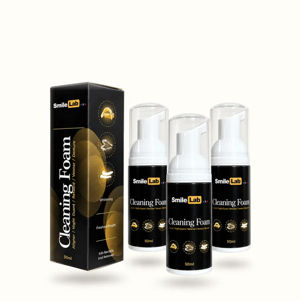 Smile Lab USA Cleaning Foam, 50ml pump bottle for aligners, night guards, retainers, veneers, and dentures