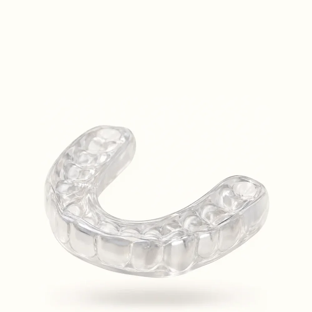 Hybrid night guard, soft inside and hard outside, made for grinders