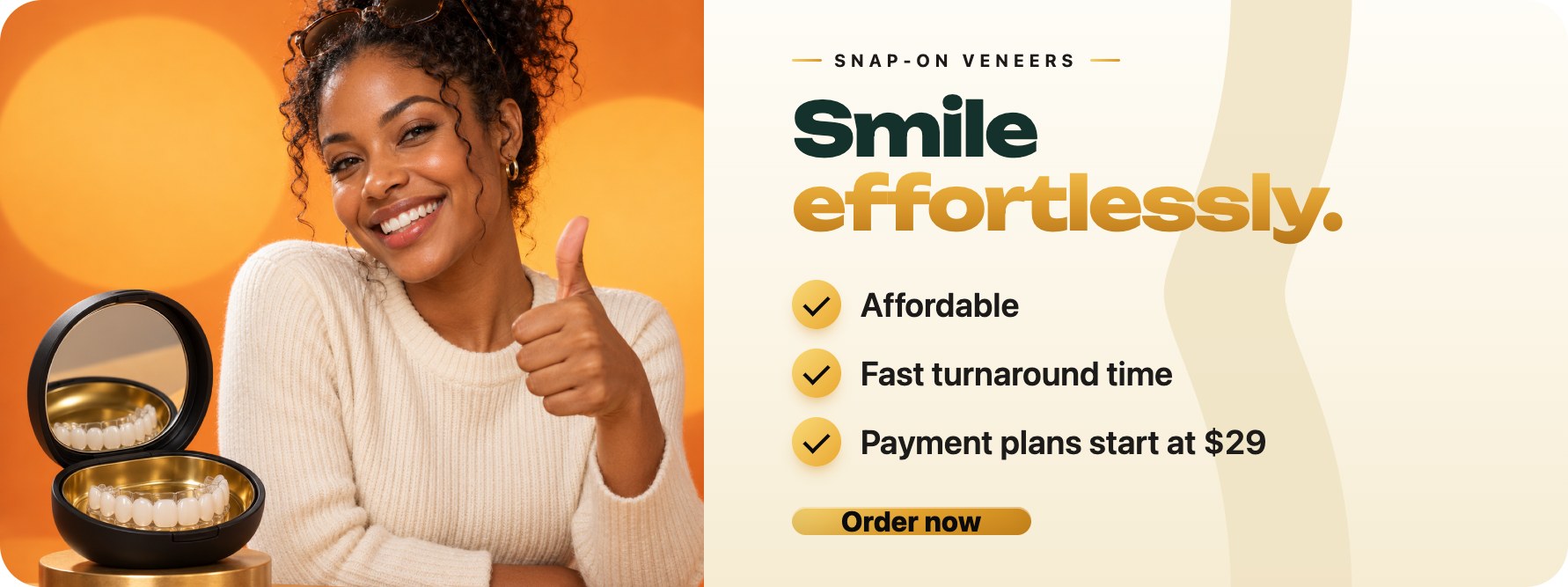 Smile Effortlessly with Smile Lab USA snap-on veneers — affordable, fast turnaround time, made in a dental lab in Hollywood, Florida