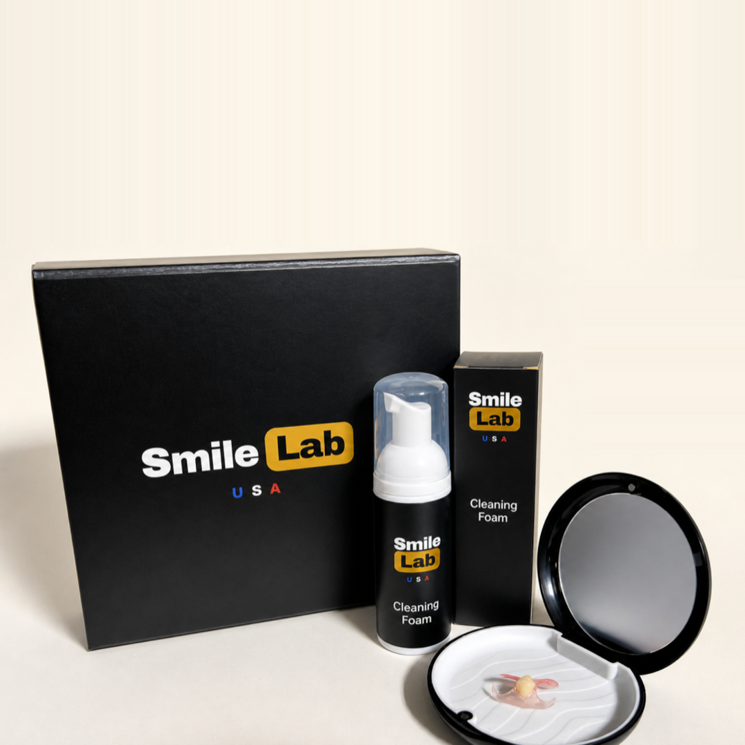 Every order ships in a Smile Lab USA gift box with cleaning foam and a mirror case